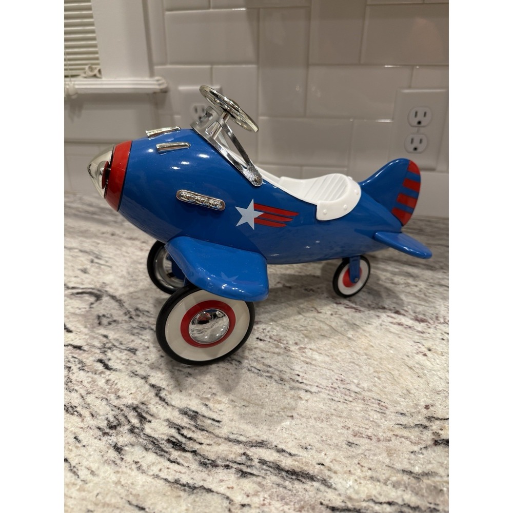 Teleflora Pedal Car Blue Airplane Planter Collector's Toy - Vintage Replica Prop